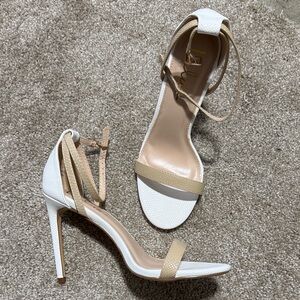 Lulu's White and Tan Strappy Heels